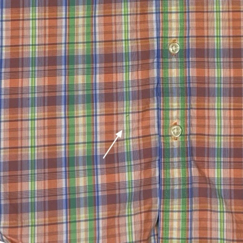 Ralph Lauren Boys Large Plaid Short Sleeve Button Down Shirt Orange‎ Green Blue